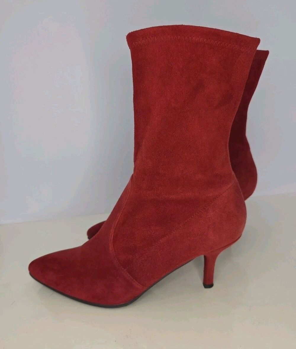 Stuart Weitzman sexy Red suede High heeled sock boots Sz 6.5 Brand New w/o box